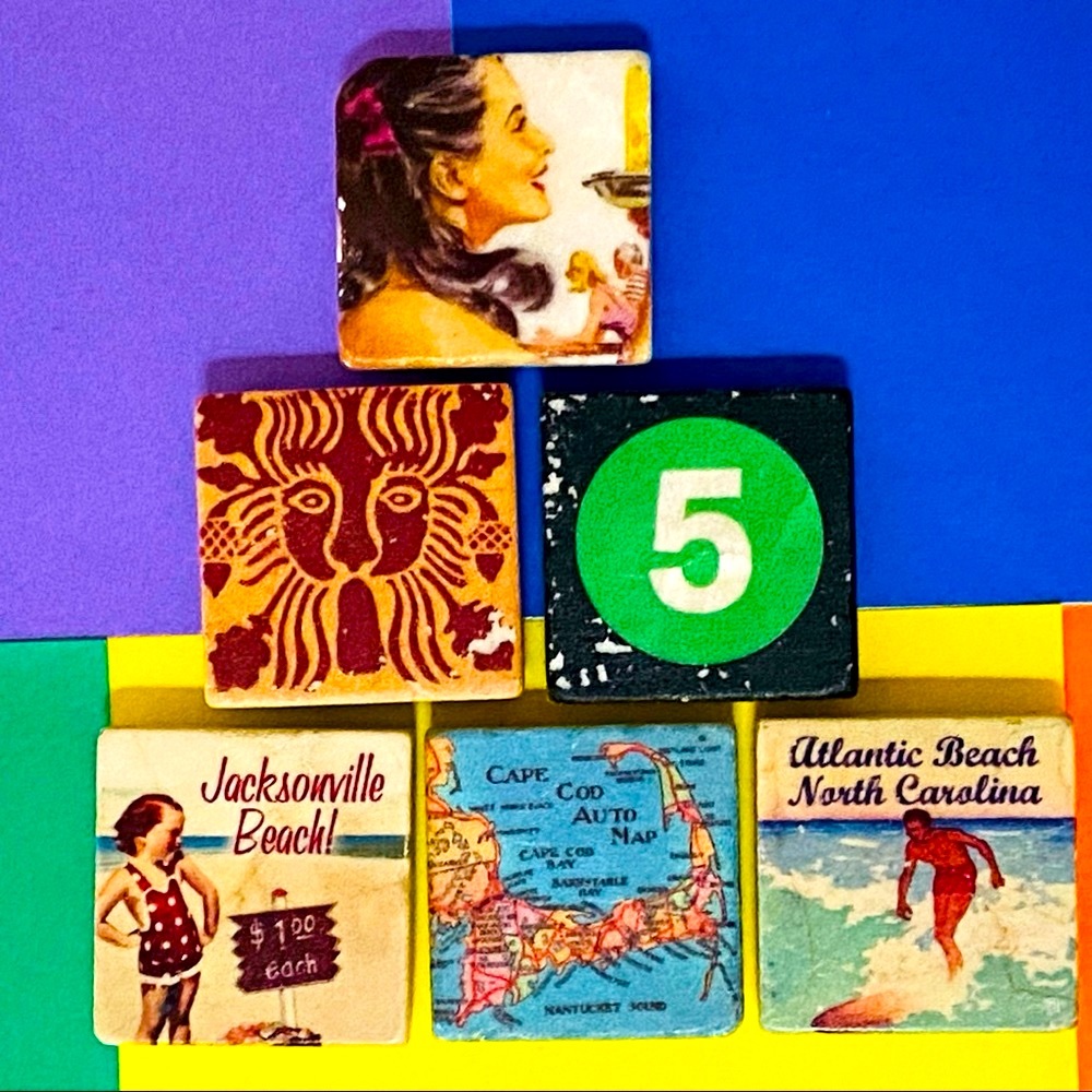 SIX tumbled marble magnets Bundle